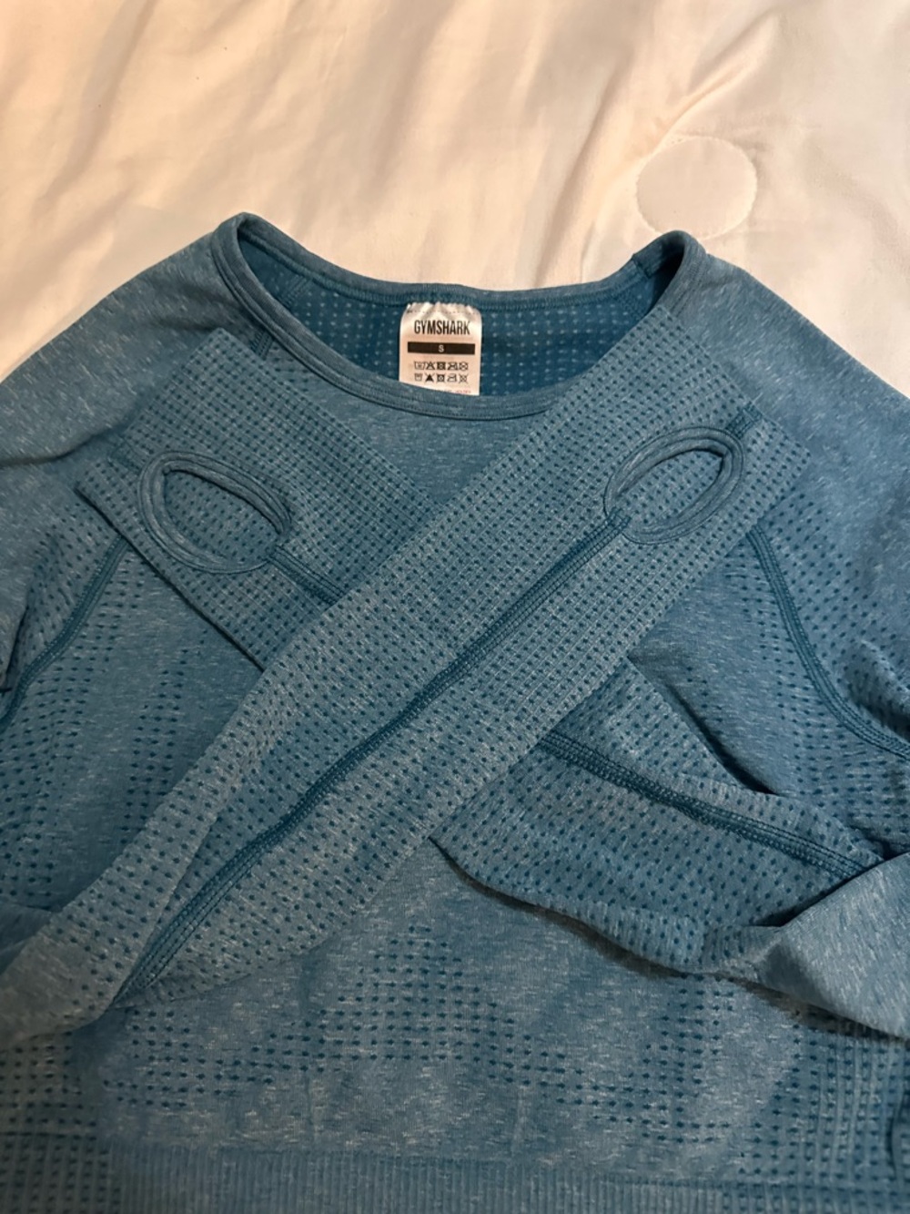 Gymshark Seamless Long Sleeve Crop Top in Heather Blue - Picture 3 of 4